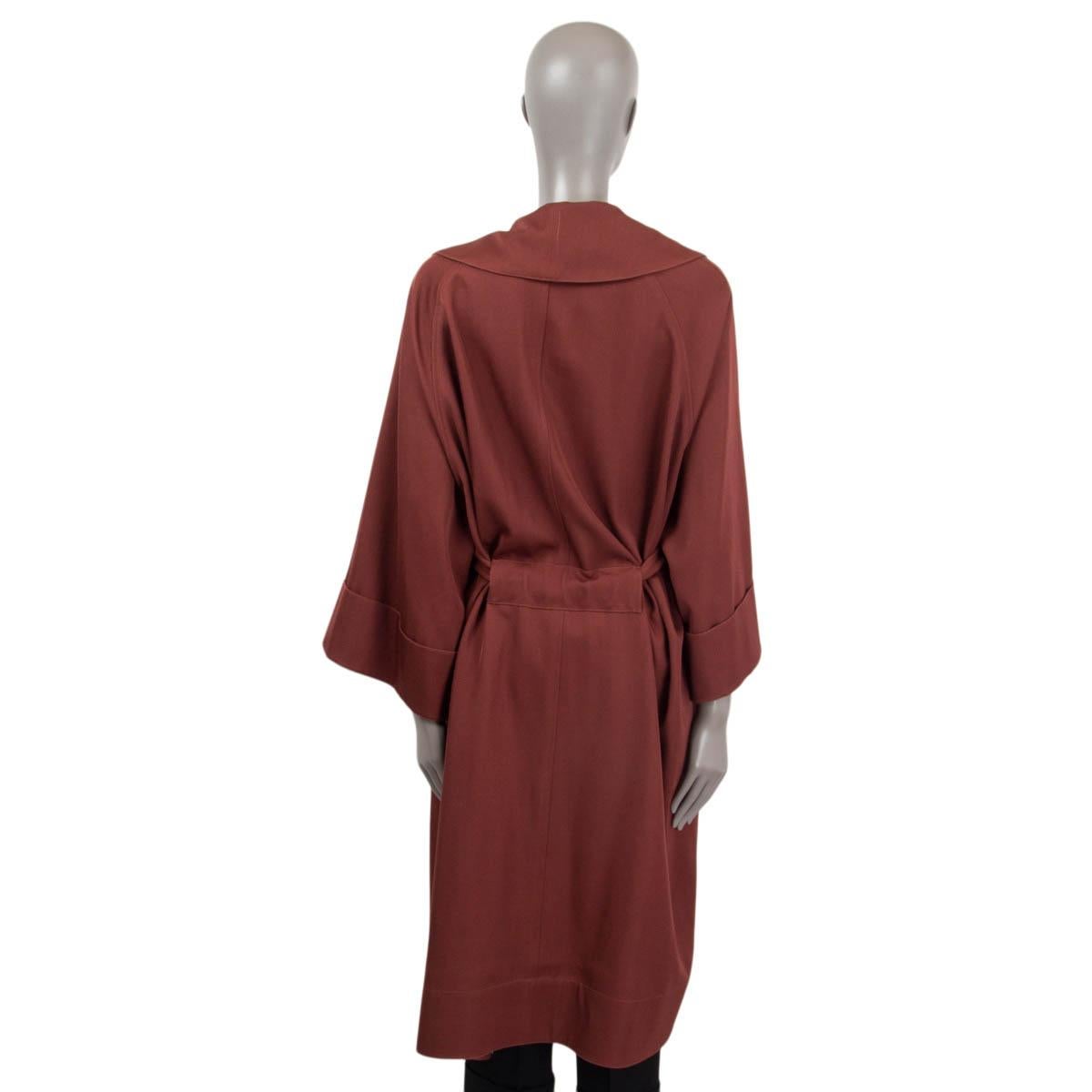 Women's THE ROW burgundy BELTED WRAP Coat Jacket 0 XS