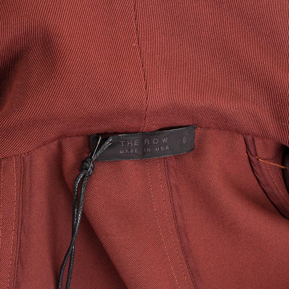 THE ROW burgundy BELTED WRAP Coat Jacket 0 XS 2