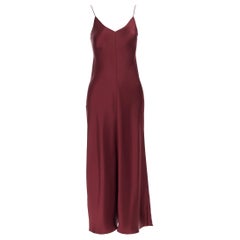 THE ROW burgundy rich red 100% heavy silk V-neck minimalist slip dress US0 XS