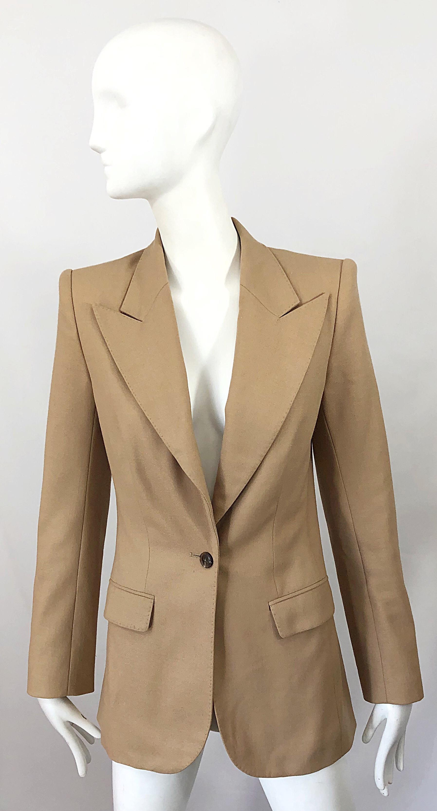 The Row Camel Size 4 Wool Single Breasted 90s Style Blazer Jacket 2