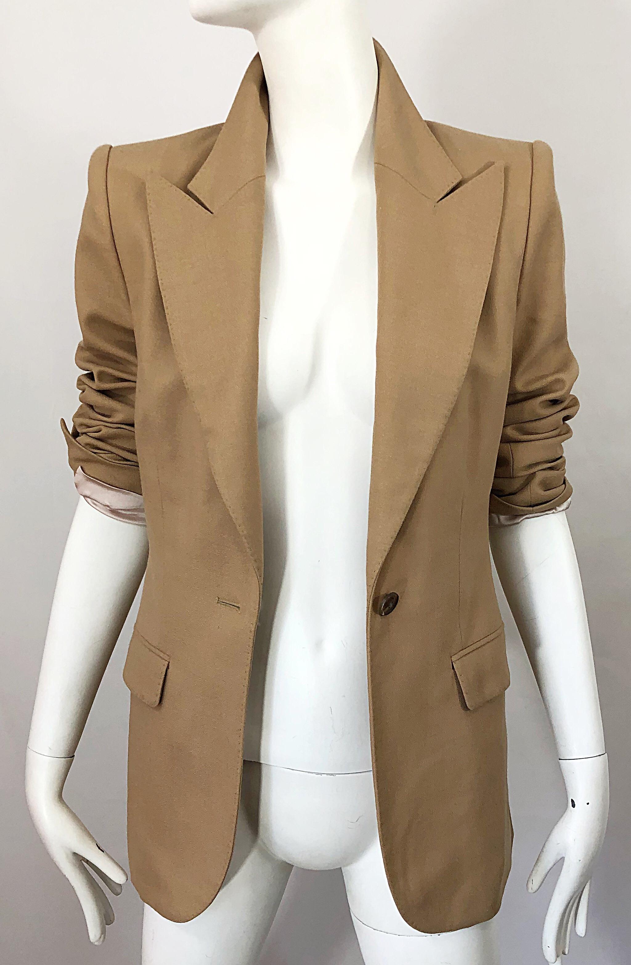 The Row Camel Size 4 Wool Single Breasted 90s Style Blazer Jacket 1