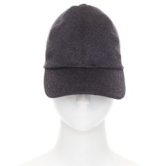 THE ROW Caspian 100% cashmere dark grey 5 panel curved brim Baseball Cap