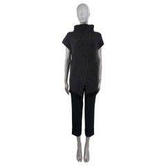 THE ROW charcoal cotton 2021 DAMIANO BOUCLE SLEEVELESS TURTLENECK Sweater S