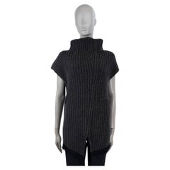 THE ROW Anthrazitfarbener Baumwollpullover 2021 DAMIANO BOUCLE SLEEVELESS TURTLENECK Pullover S