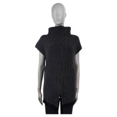 THE ROW charcoal cotton 2021 DAMIANO BOUCLE SLEEVELESS TURTLENECK Sweater S