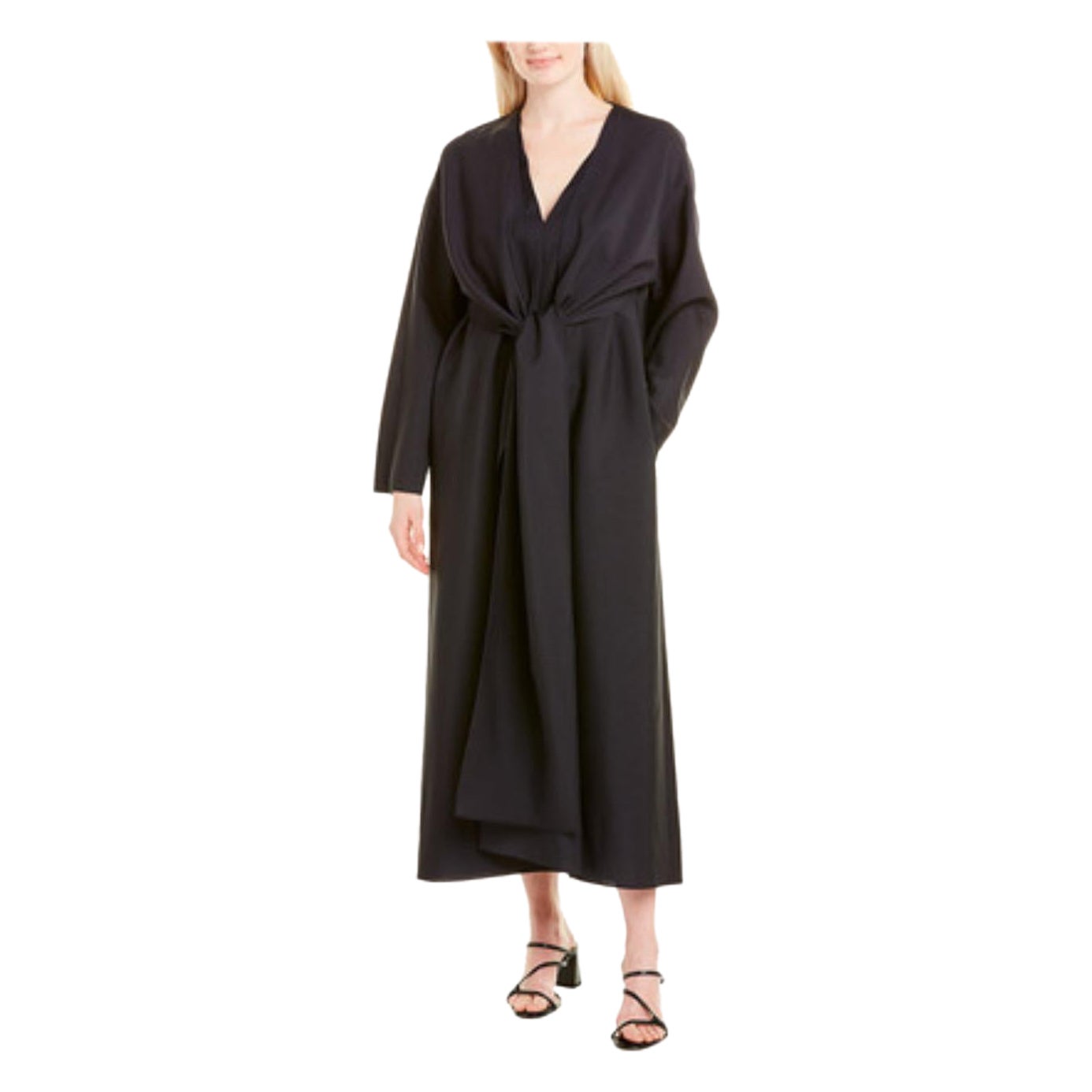 The Row Clementine Knotted Mohair Wool Dress size XS Dark Navy Midi Long Sleeve