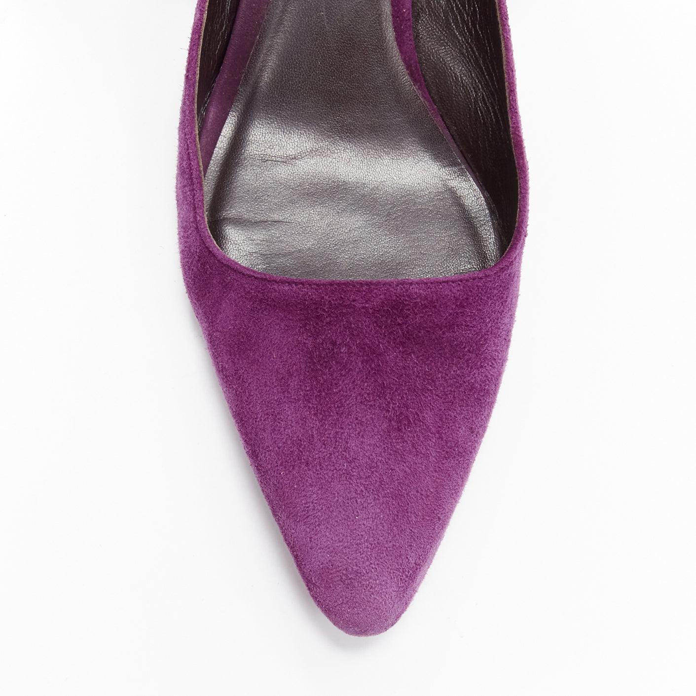THE ROW Coco Bow velours violet cravate de soie kitten mule heels EU37.5 en vente 2