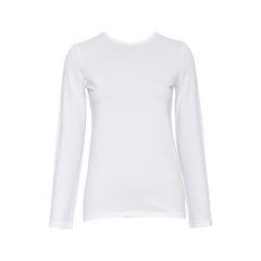 THE ROW Core Essentials Back Seam optic white combed cotton long sleeve top XS