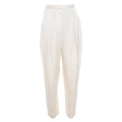 The Row Cream Floral Embossed Jacquard High Waist Trousers S