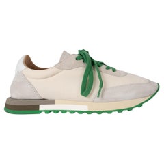 THE ROW cream & green nylon & suede OWEN RUNNER Sneakers Shoes 38