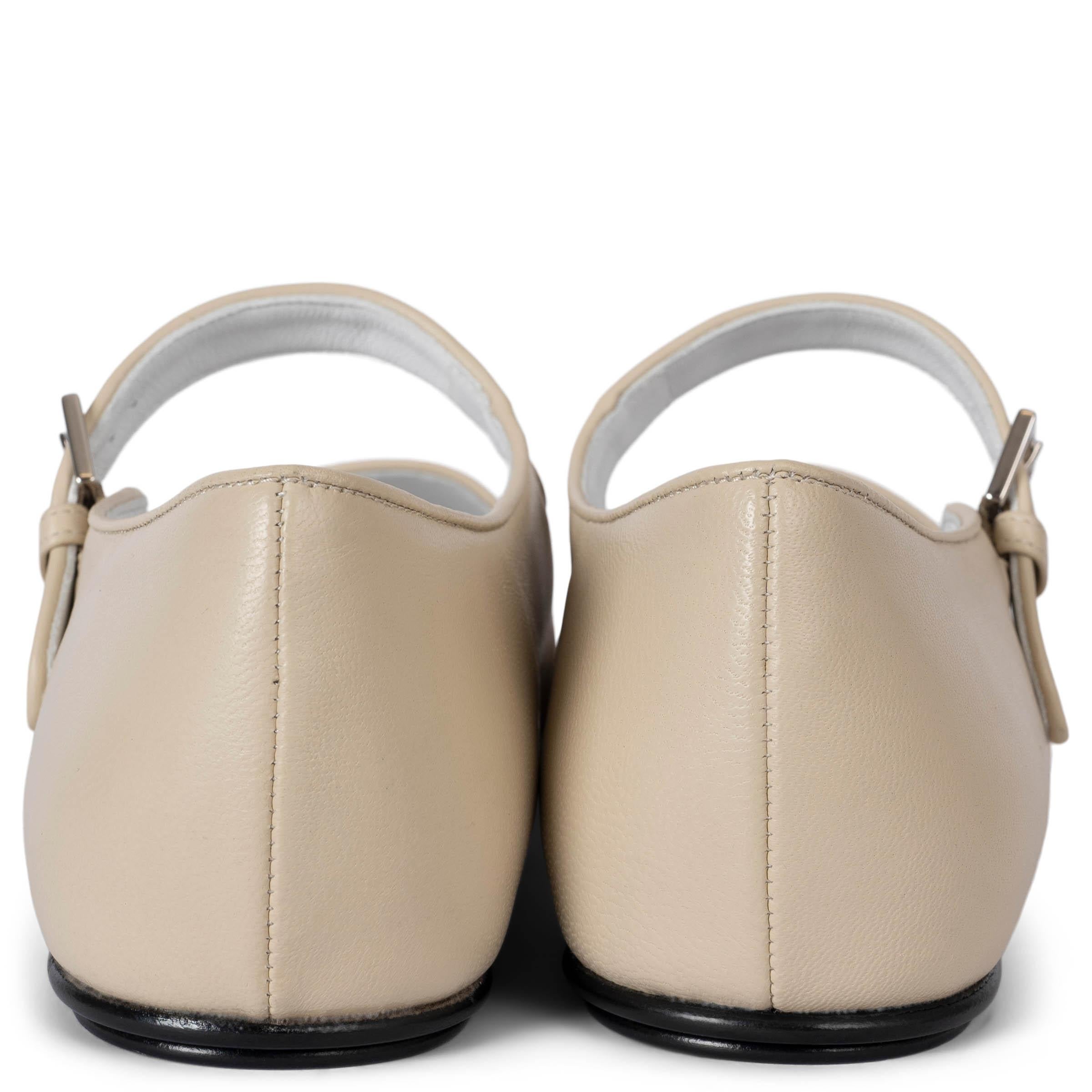 THE ROW cream leather AVA MARY JANE Ballet Flats Shoes 38.5 In New Condition For Sale In Zürich, CH