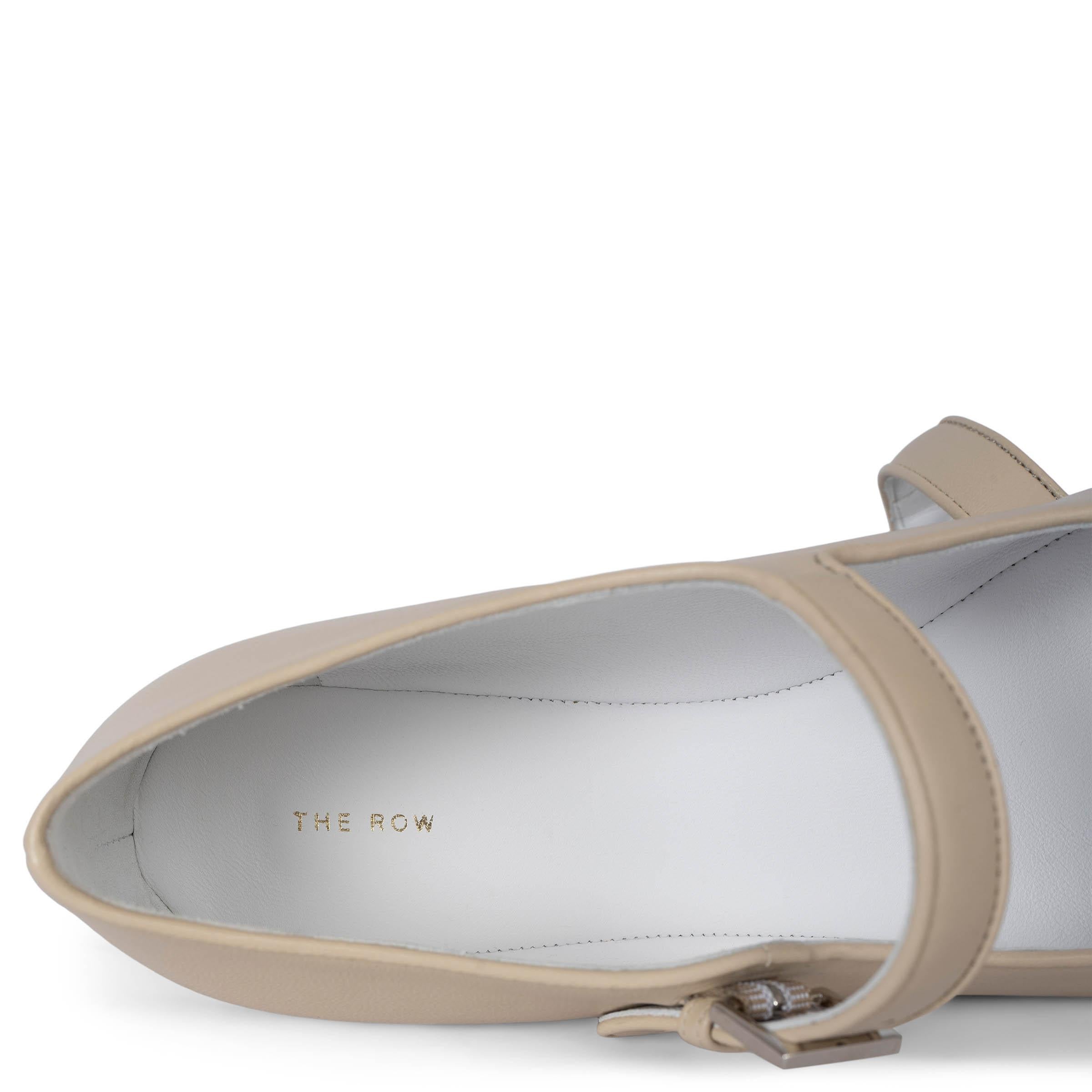 THE ROW cream leather AVA MARY JANE Ballet Flats Shoes 38.5 For Sale 2