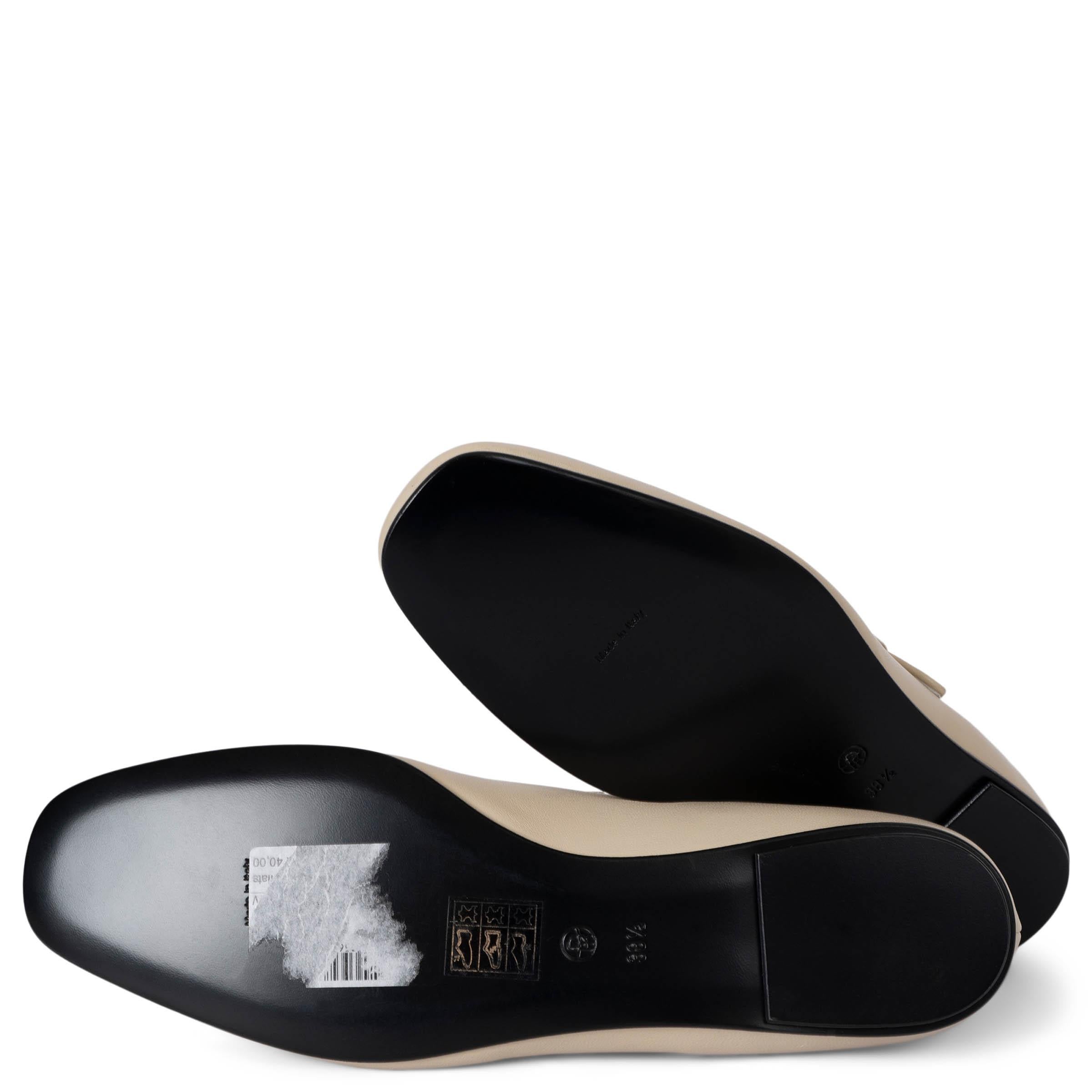 THE ROW cream leather AVA MARY JANE Ballet Flats Shoes 38.5 For Sale 3
