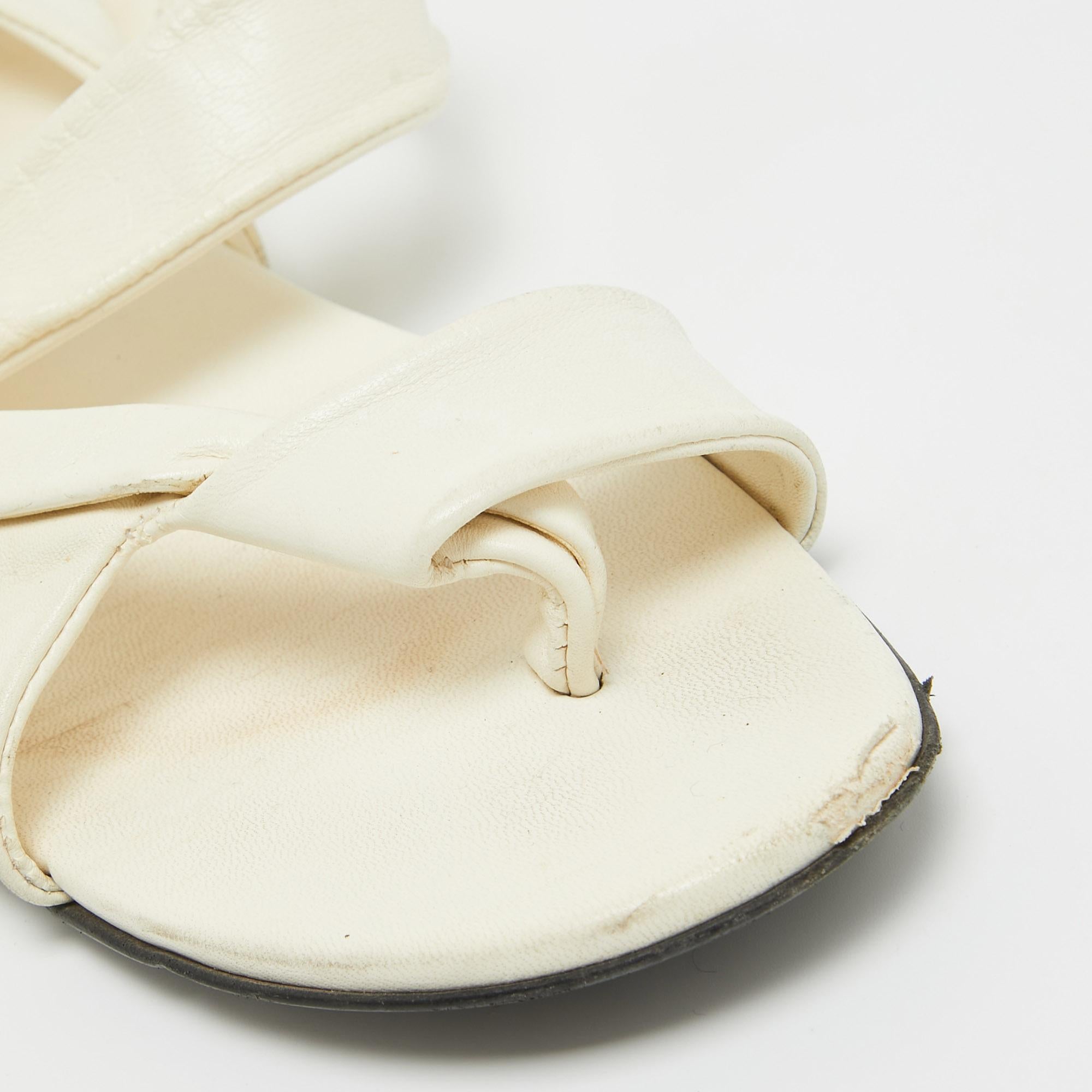 The Row Cream Leather Elastic Slingback Sandals Size 37 For Sale 2