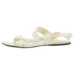 The Row Cream Leather Elastic Slingback Sandals Size 37