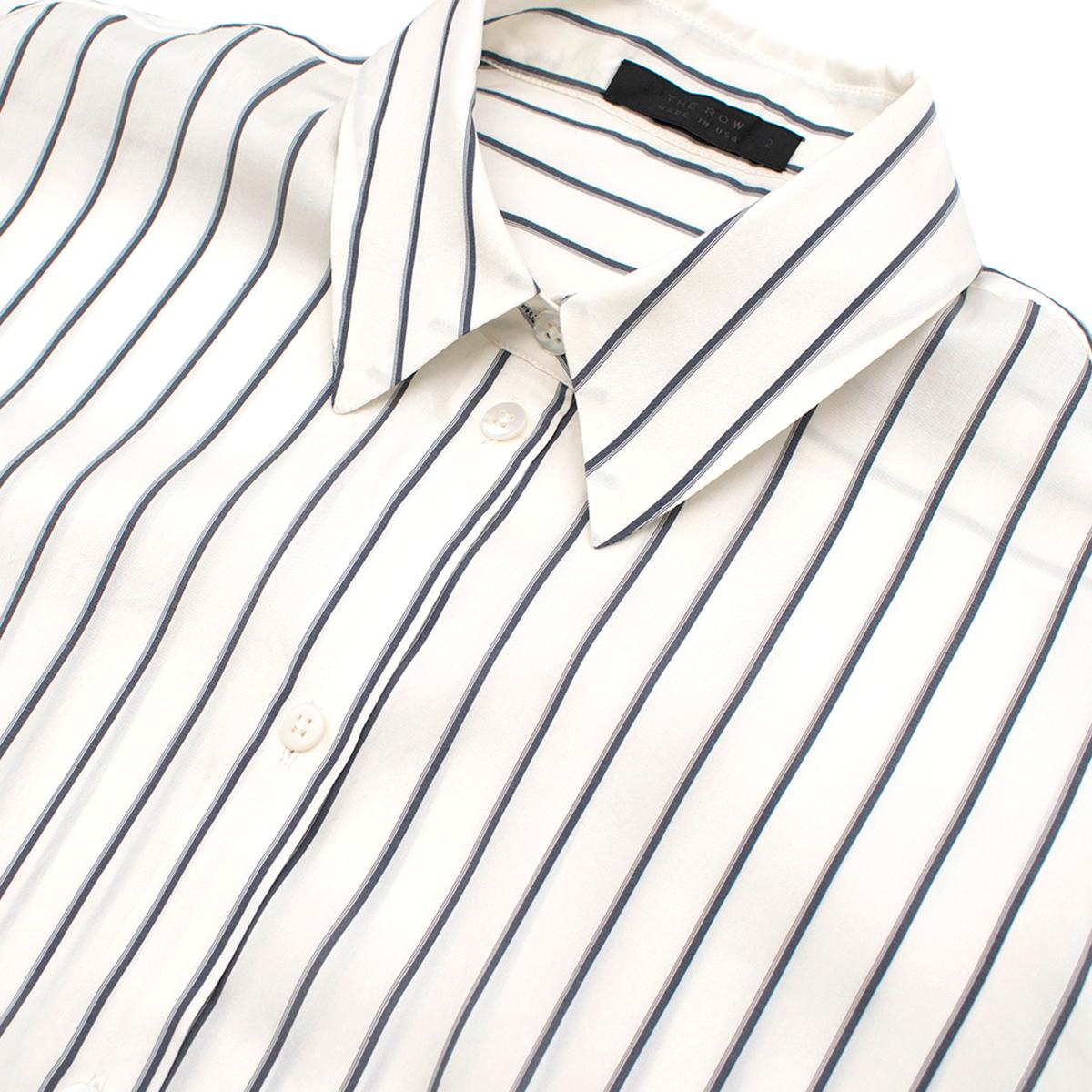 The Row Cream Striped Silk 'Peter' Shirt US 2 2