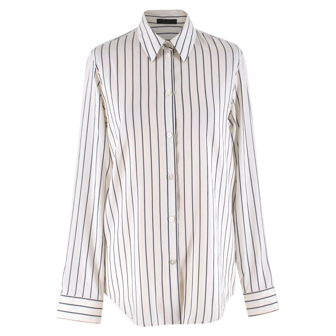 The Row Cream Striped Silk 'Peter' Shirt US 2