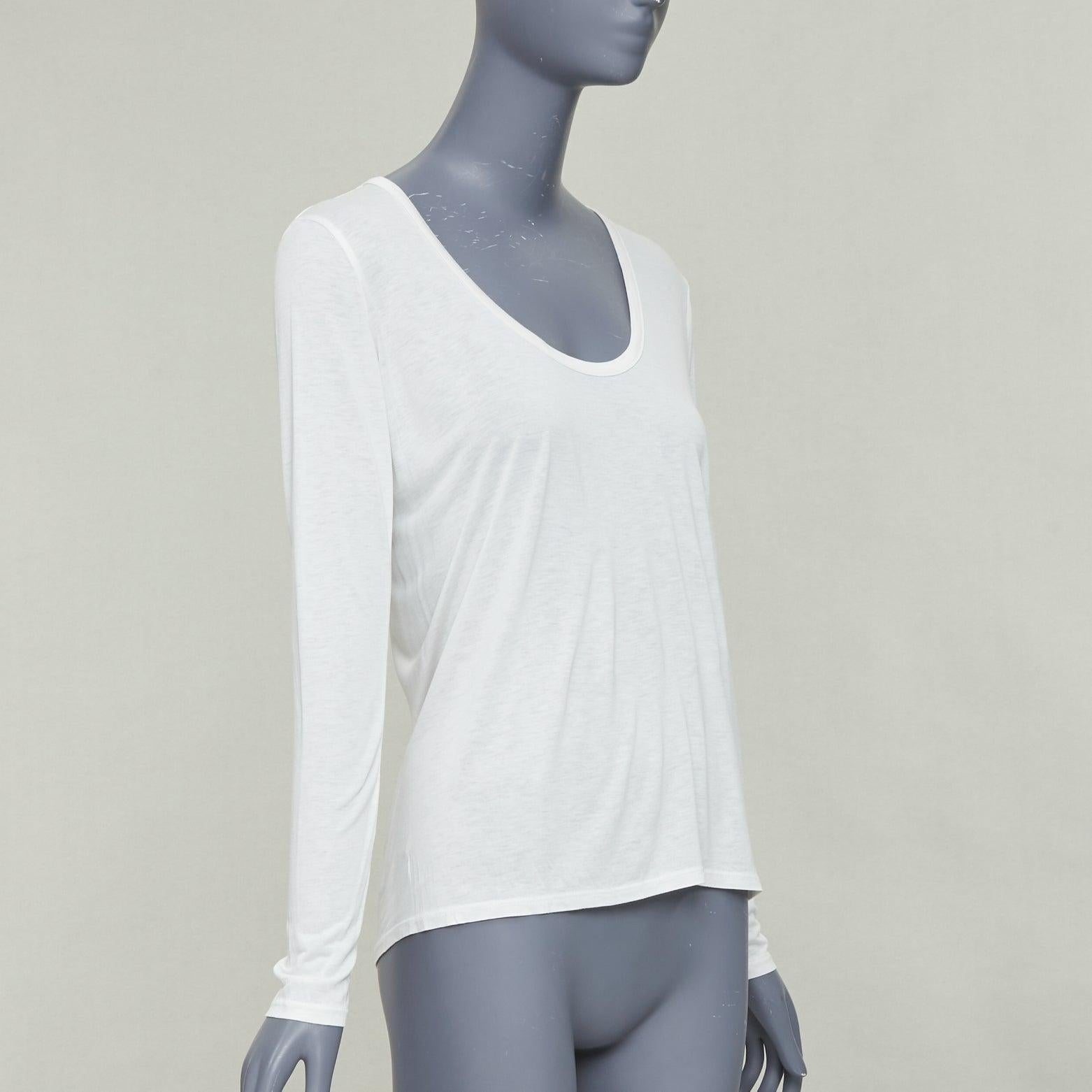 Gray THE ROW cream viscose silk trim scoop neck soft relaxed tshirt XS For Sale