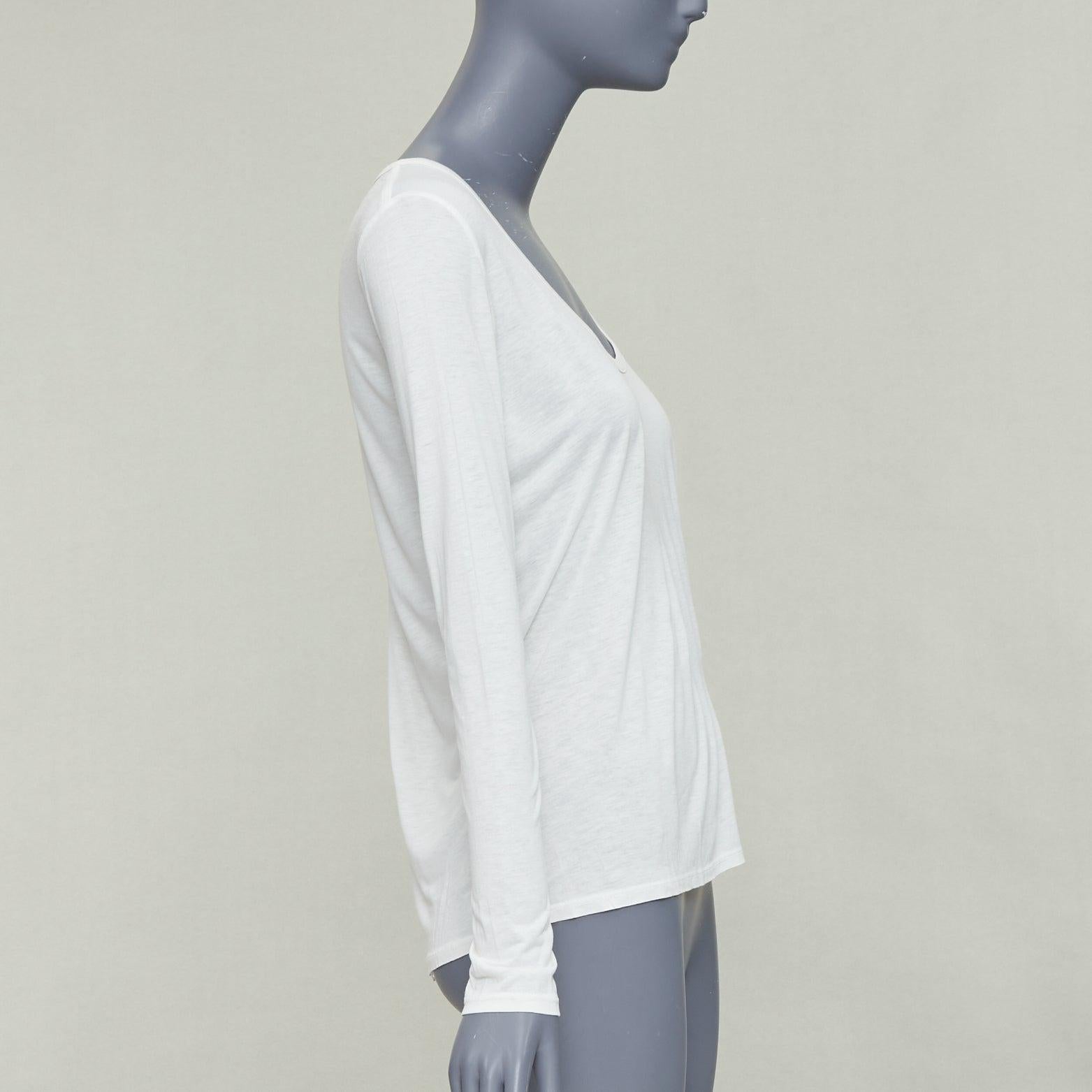 THE ROW cream viscose silk trim scoop neck soft relaxed tshirt XS In Excellent Condition For Sale In Hong Kong, NT