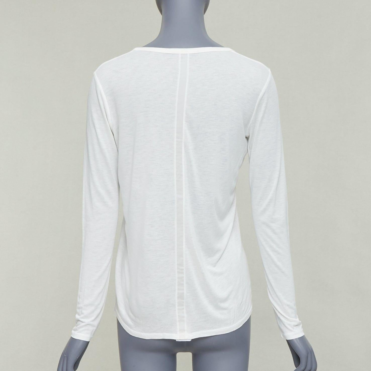 Women's THE ROW cream viscose silk trim scoop neck soft relaxed tshirt XS For Sale