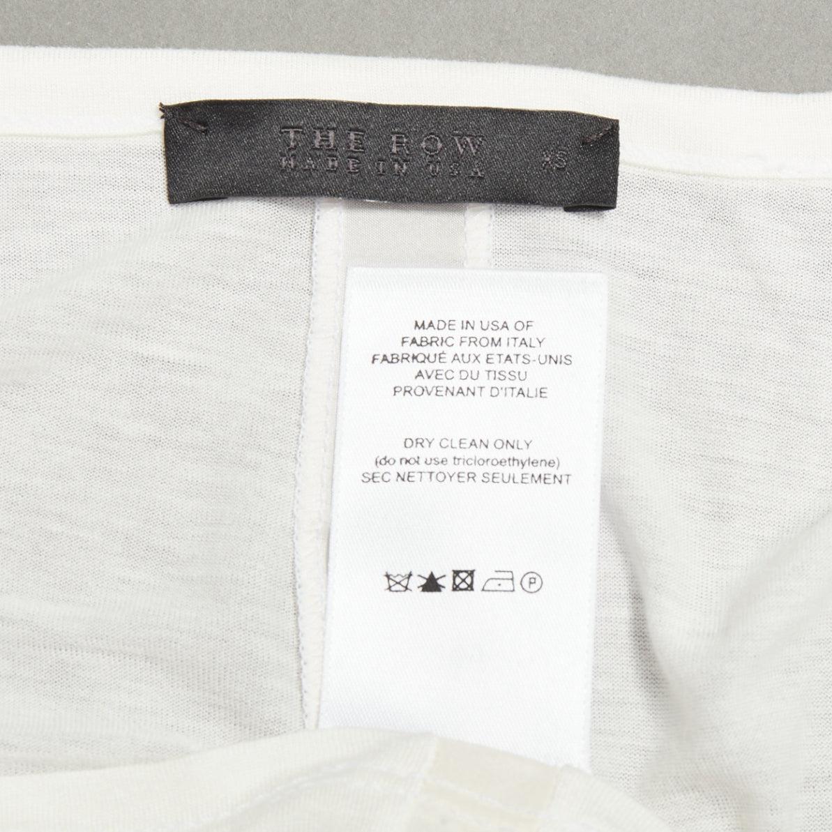 THE ROW cream viscose silk trim scoop neck soft relaxed tshirt XS For Sale 3