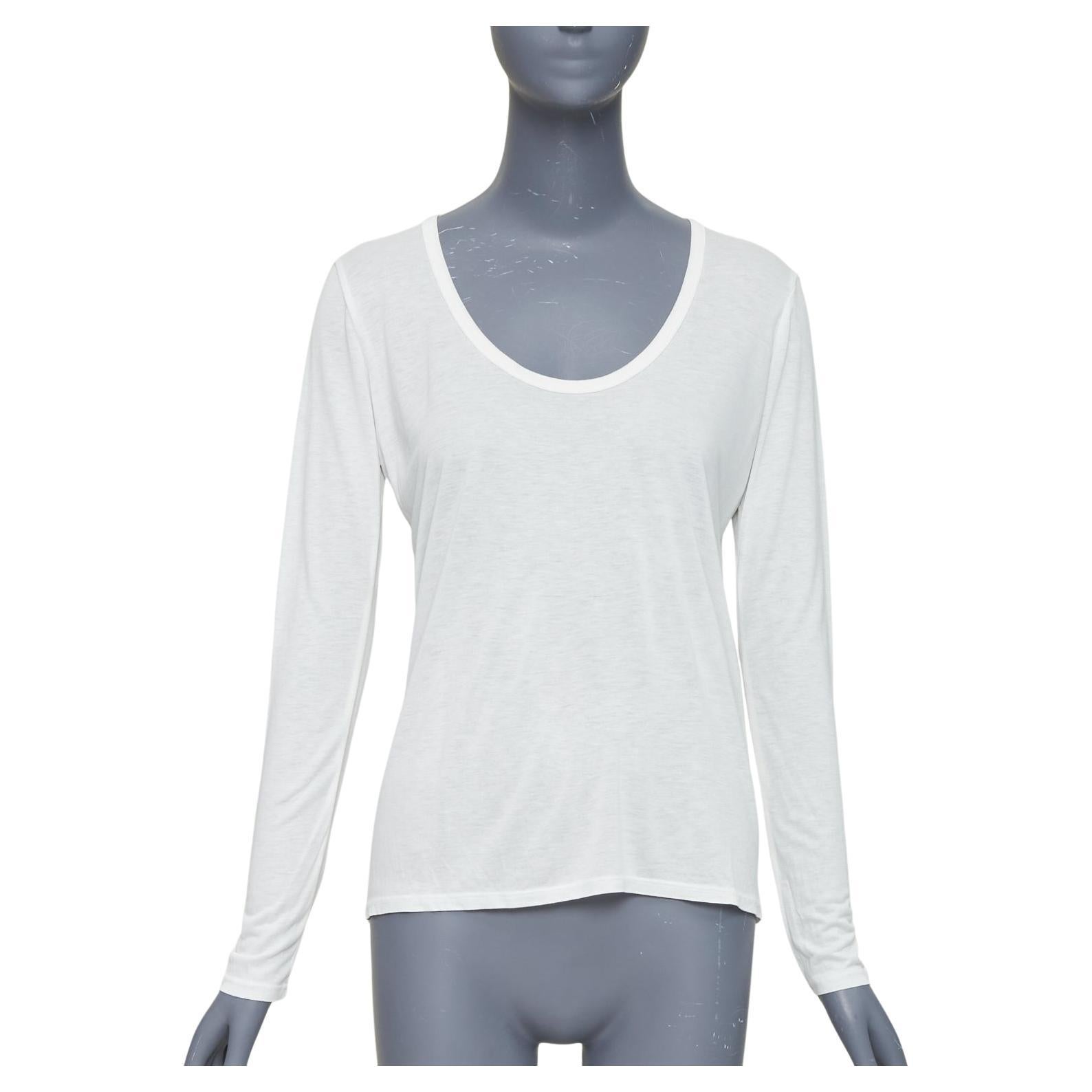 THE ROW cream viscose silk trim scoop neck soft relaxed tshirt XS For Sale
