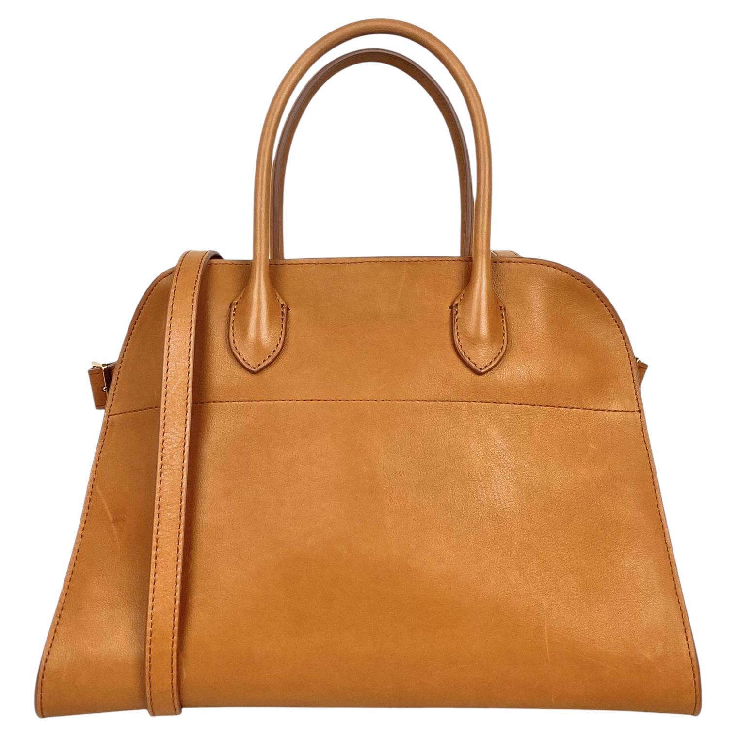 The Row Cuir Polished Saddle Calfskin Leather Soft Margaux 12 Bag