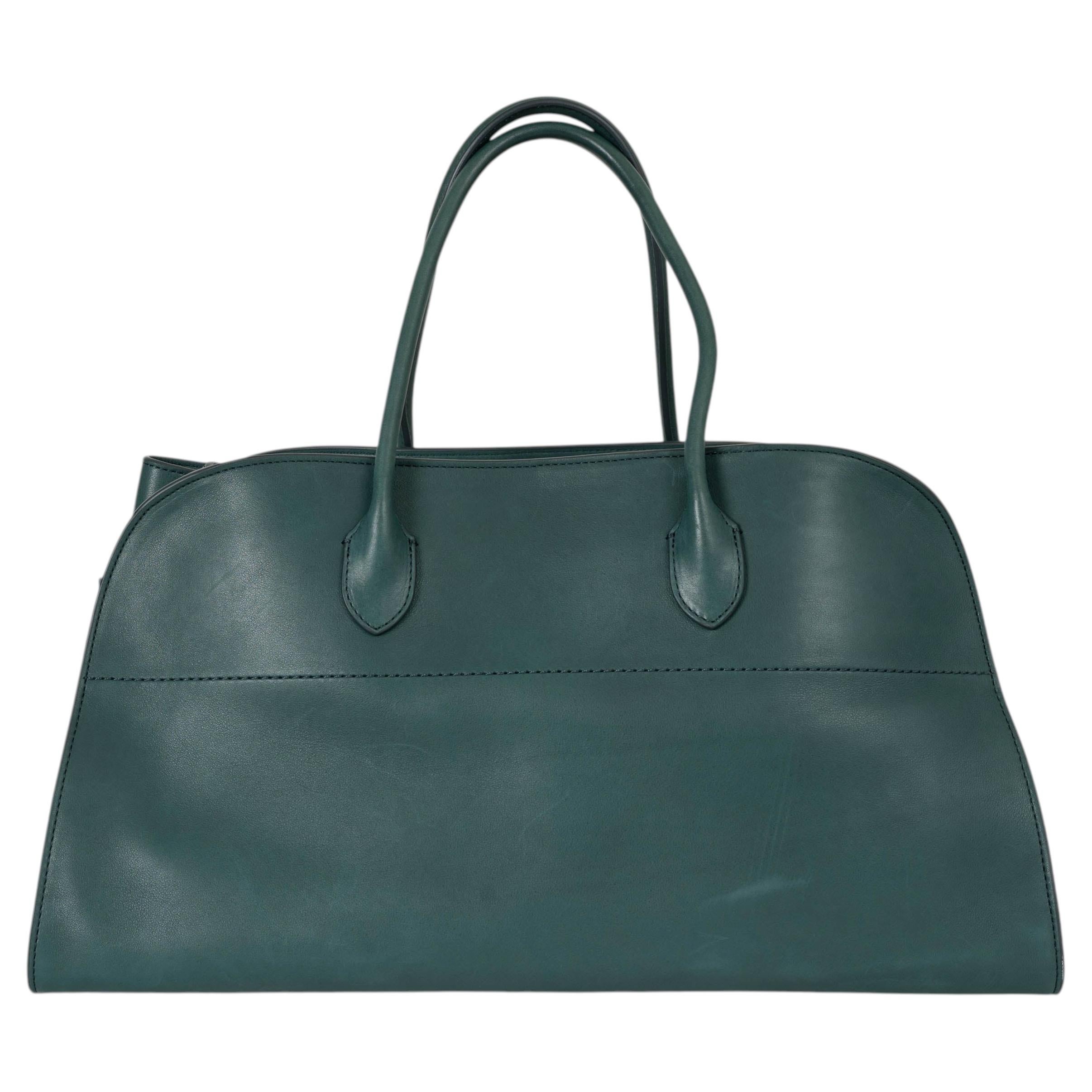 THE ROW Cypress green leather EW MARGAUX Tote Bag