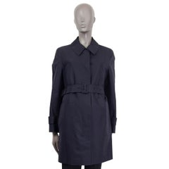 THE ROW dark blue cotton BELTED Short Coat Jacket 4 XS