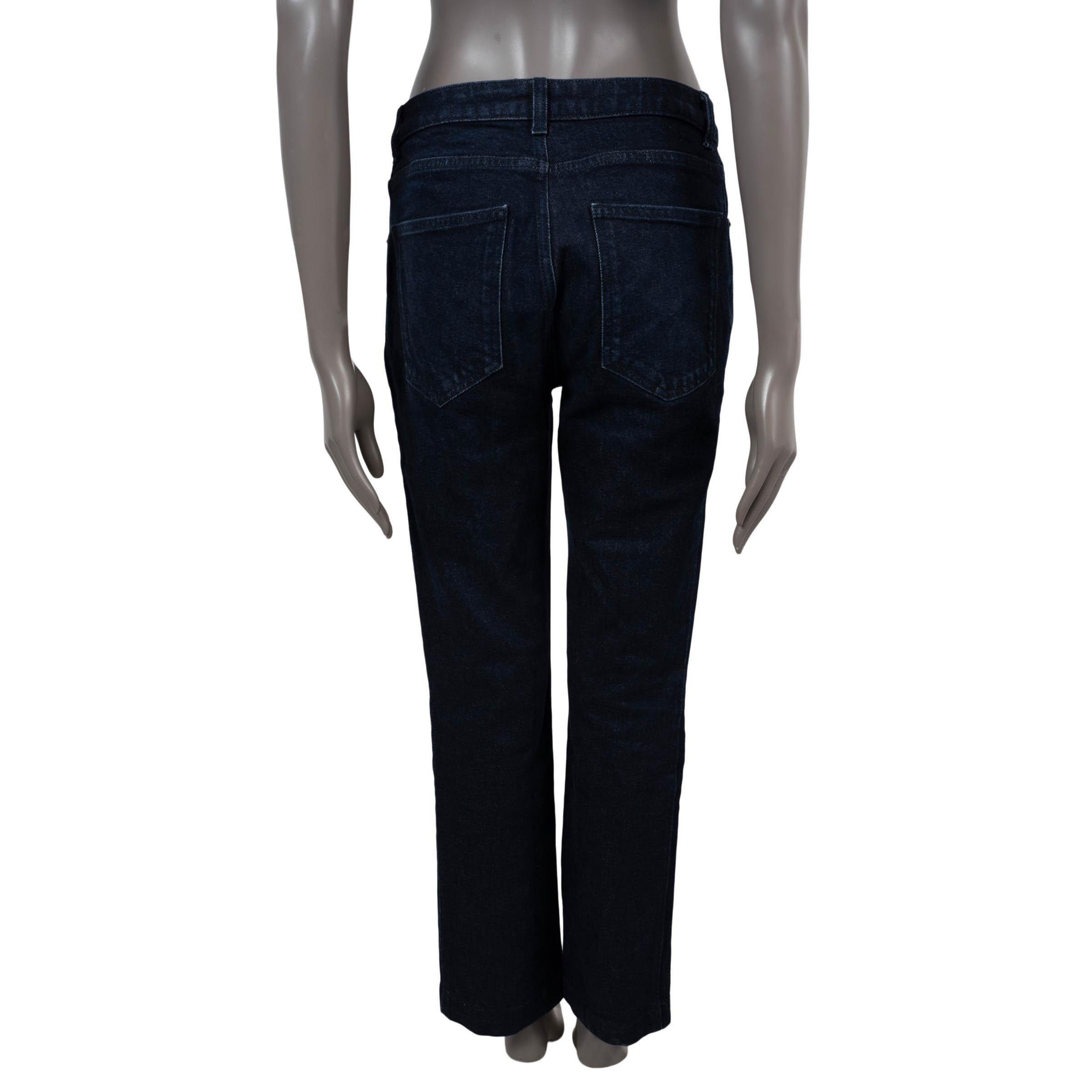 Black THE ROW dark blue cotton denim RIKITA STRAIGHT LEG Pants 6 S For Sale