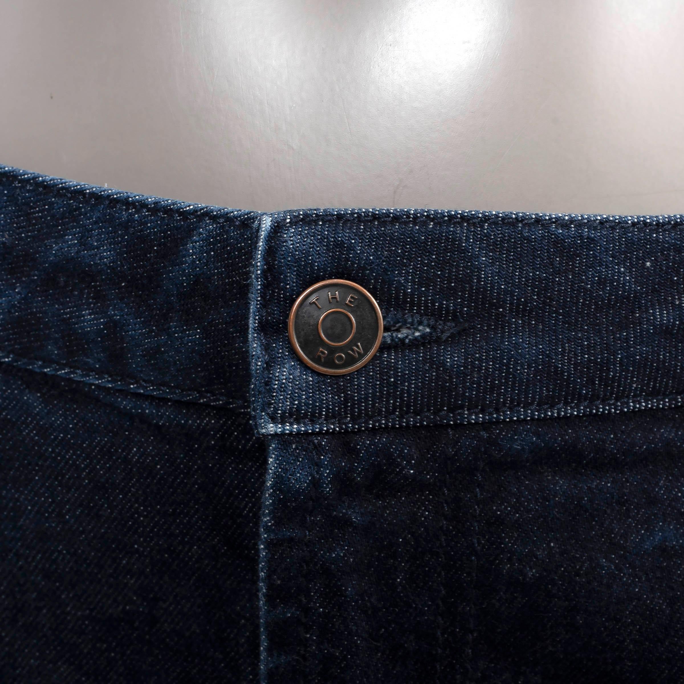 THE ROW dark blue cotton denim RIKITA STRAIGHT LEG Pants 6 S In Excellent Condition For Sale In Zürich, CH