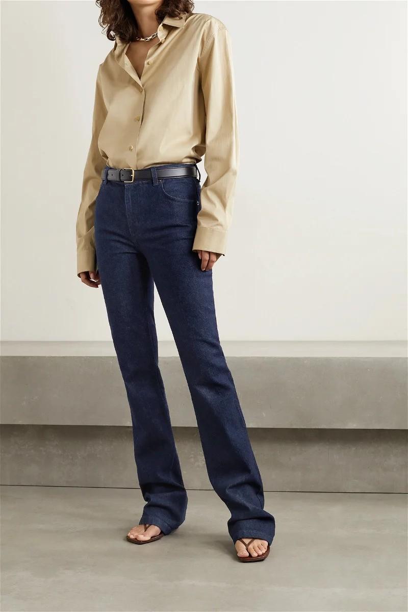 THE ROW dark blue cotton denim RIKITA STRAIGHT LEG Pants 6 S For Sale 1