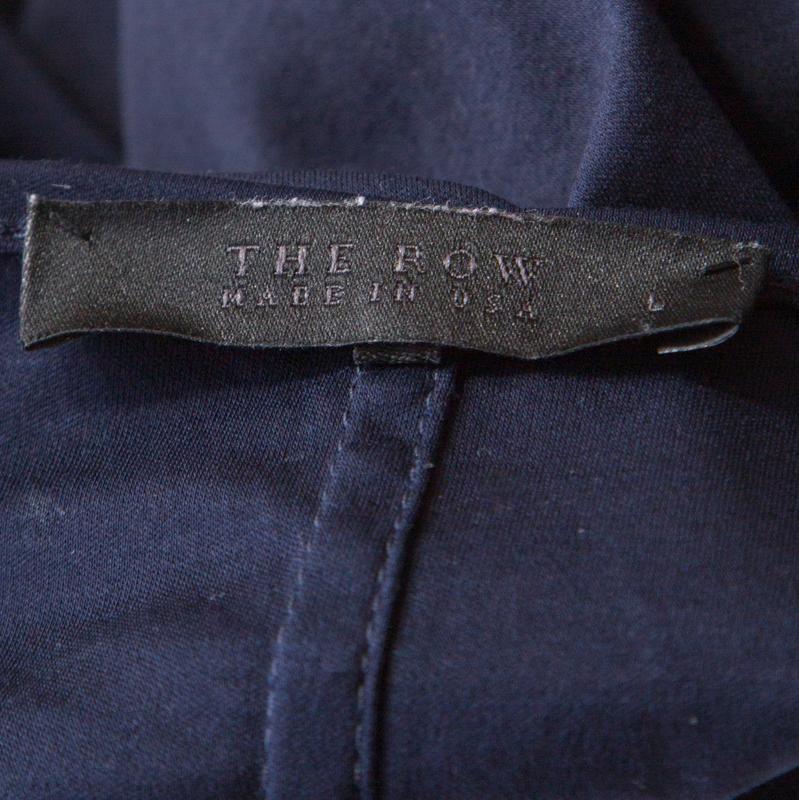 The Row Dark Blue Cotton Flared Sleeve Boxy T-Shirt L In Good Condition In Dubai, Al Qouz 2