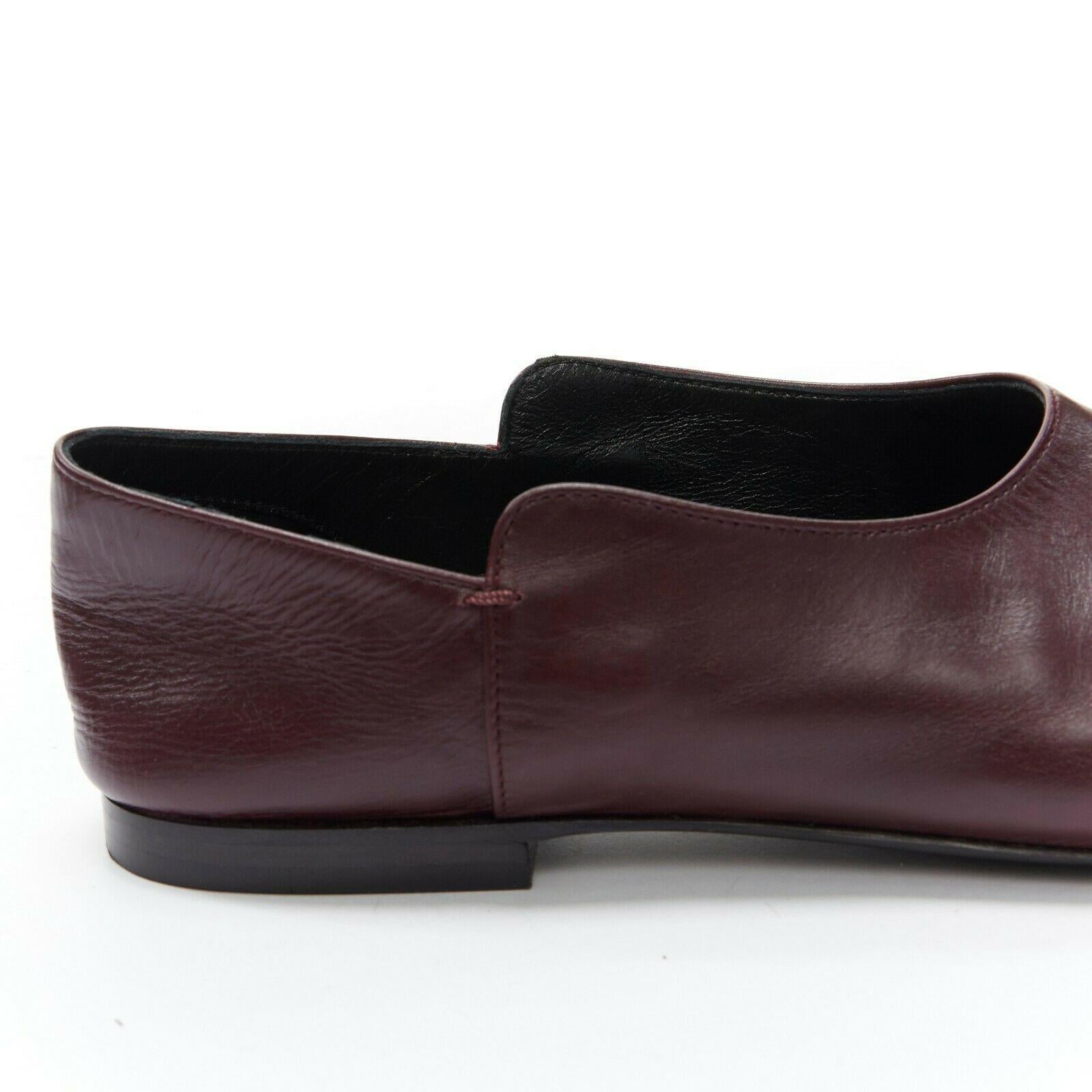 THE ROW dark burgundy leather round toe collapsible step back flats shoes EU37 7