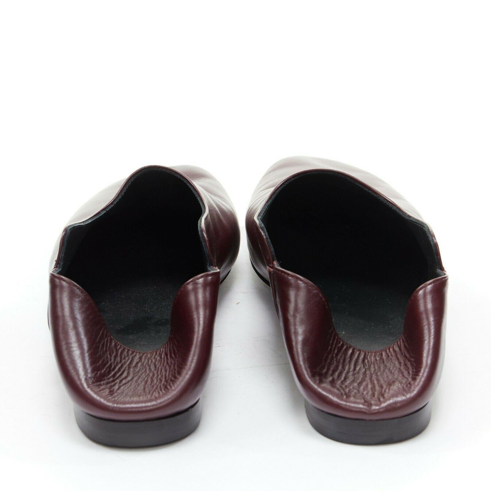 Women's THE ROW dark burgundy leather round toe collapsible step back flats shoes EU37