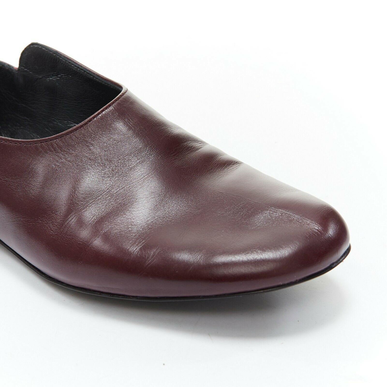 THE ROW dark burgundy leather round toe collapsible step back flats shoes EU37 3