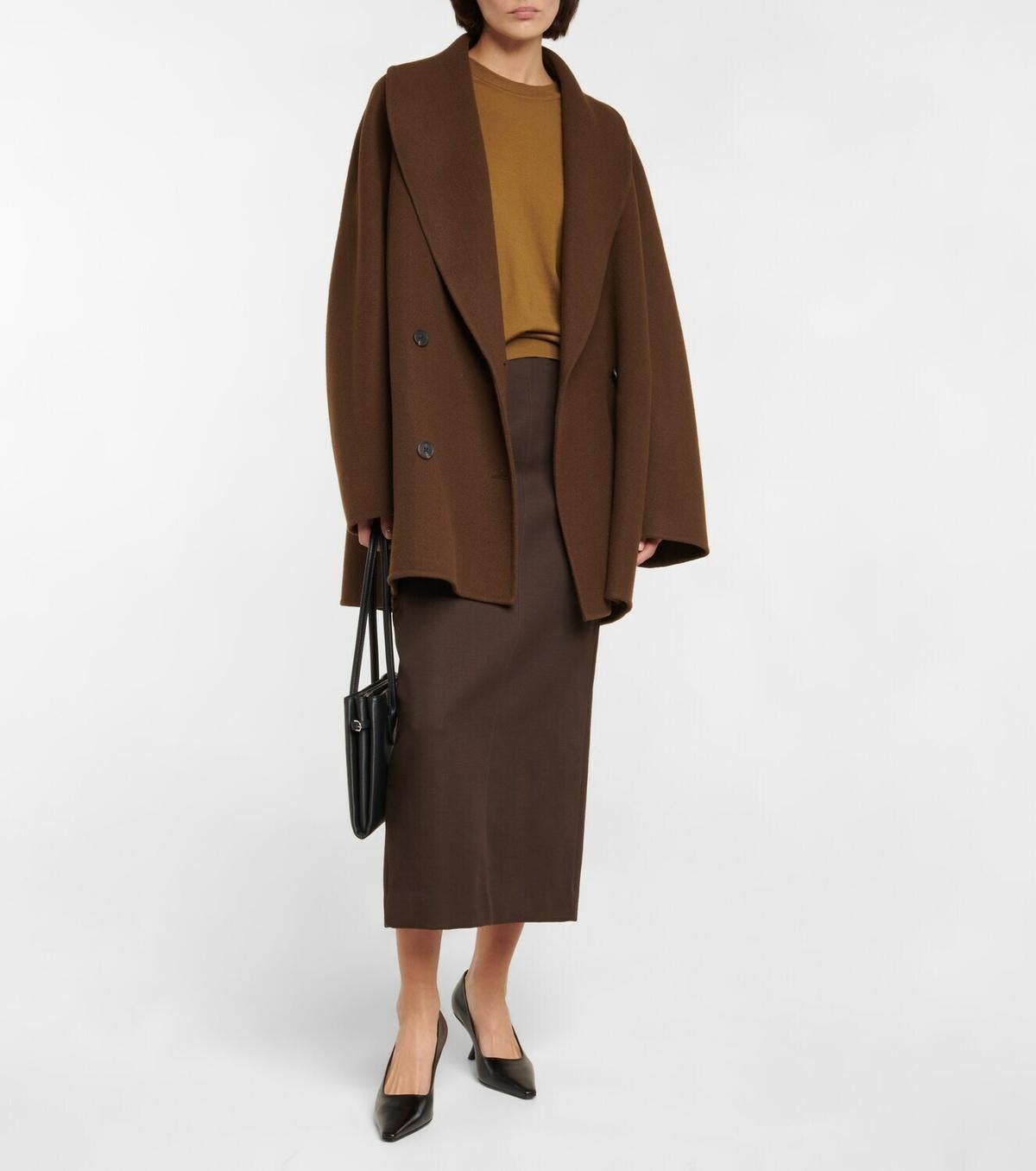 THE Row Giacca in misto lana marrone cioccolato scuro 2022 POLLI OVERSIZE M. in vendita 2