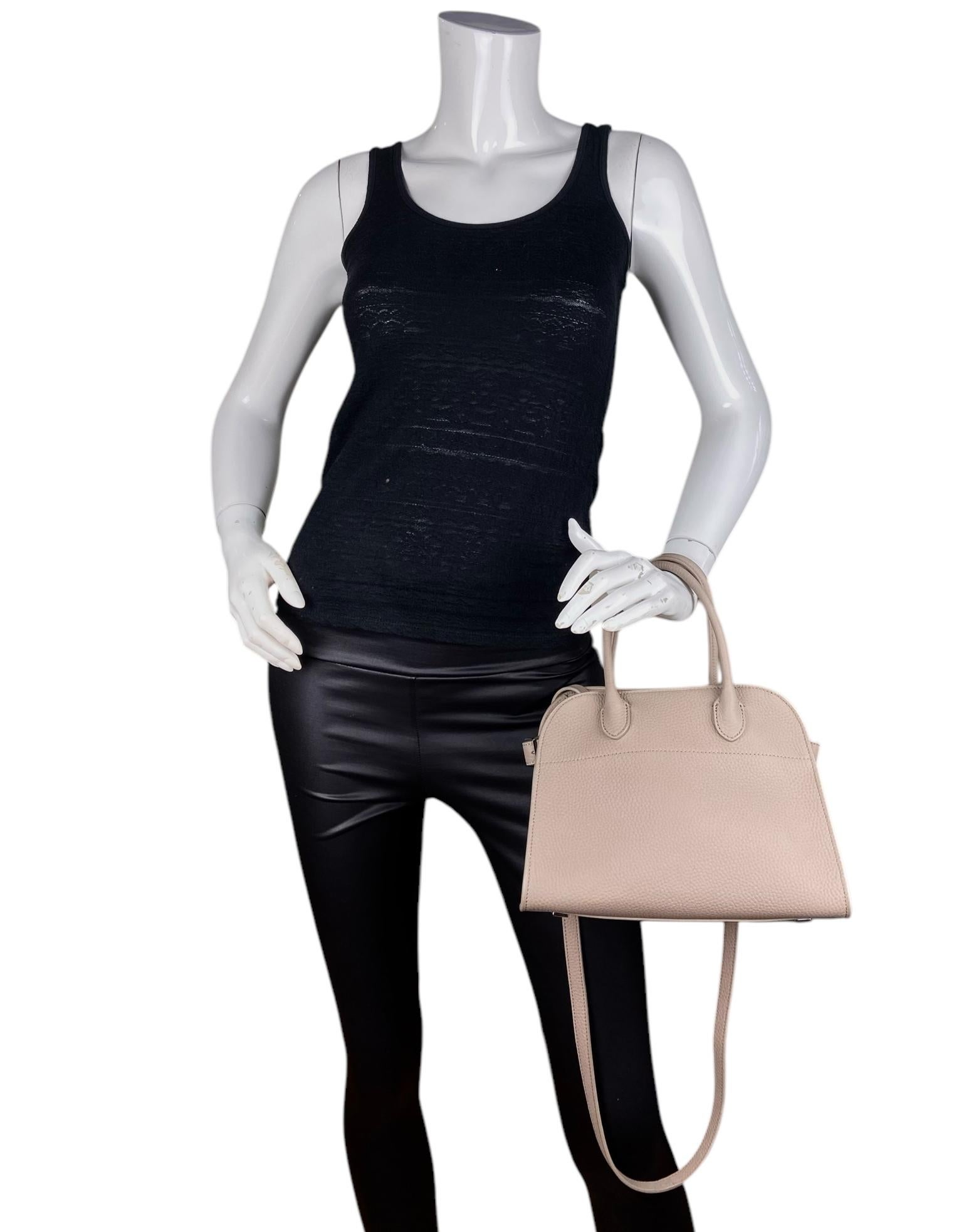 The Row Dark Taupe Grained Calfskin Leather Soft Margaux 10 Bag

Made In: Italy
Color: Dark Taupe
Hardware: Silvertone
Materials: Grained Calfskin leather
Lining: Canvas
Closure/Opening: Open
Exterior Pockets: None
Interior Pockets:  One