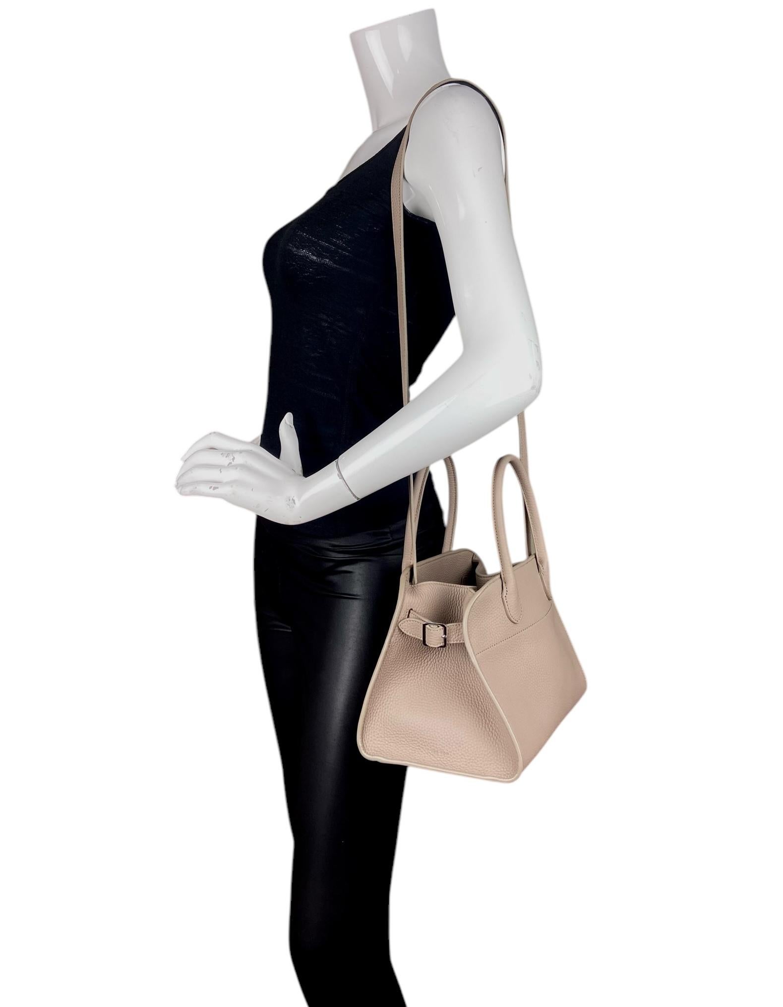 Beige The Row Dark Taupe Grained Calfskin Leather Soft Margaux 10 Bag For Sale