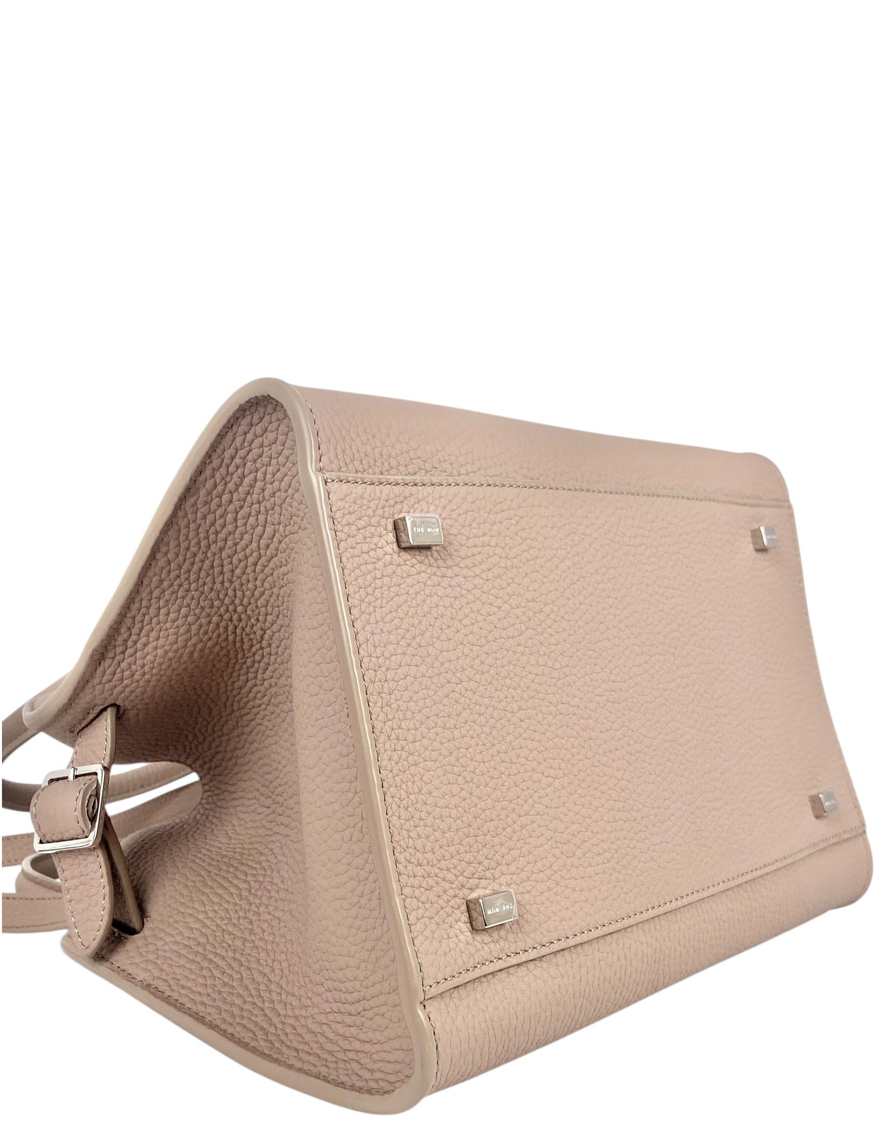 Women's The Row Dark Taupe Grained Calfskin Leather Soft Margaux 10 Bag For Sale