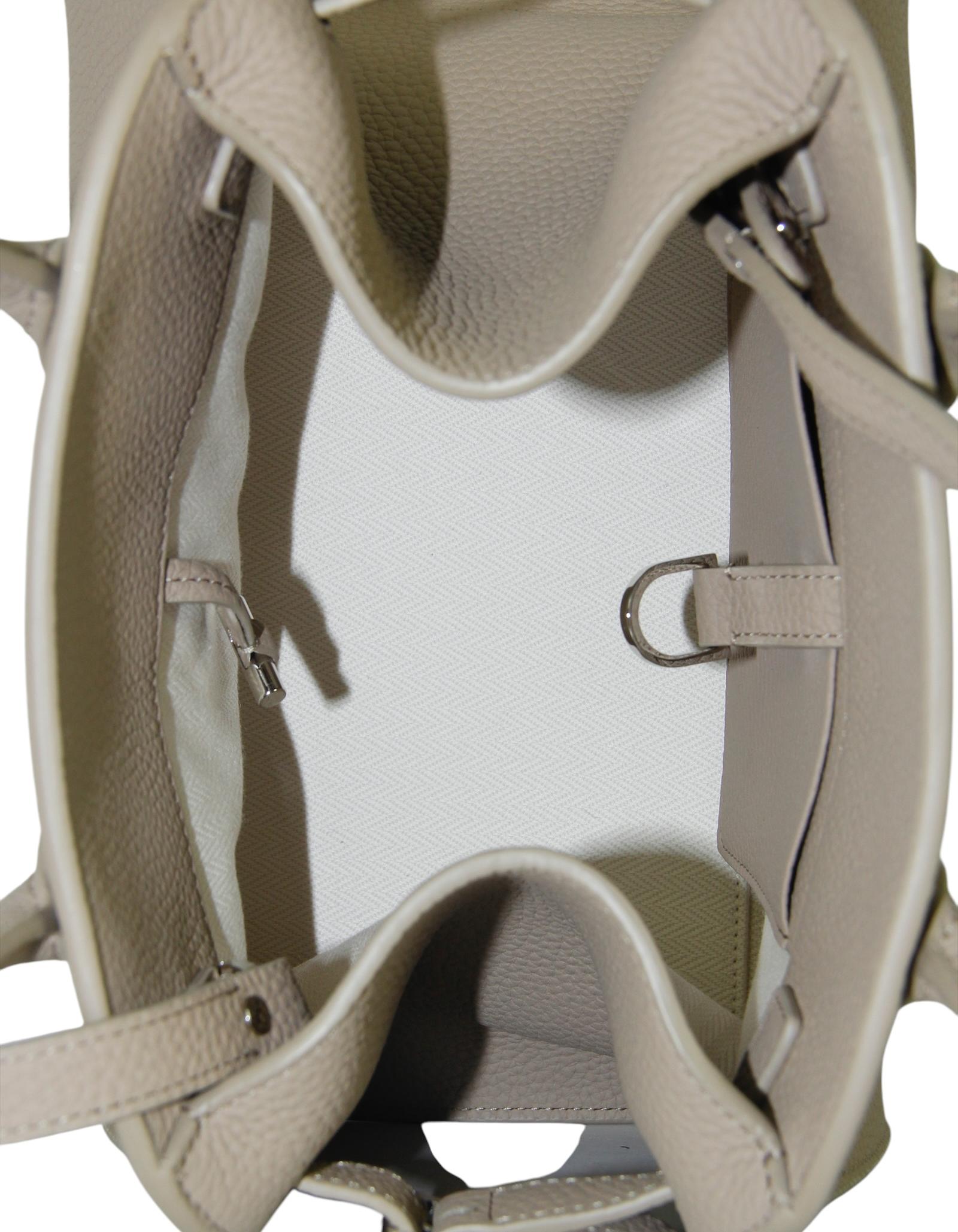 The Row Dark Taupe Grained Calfskin Leather Soft Margaux 10 Bag For Sale 2
