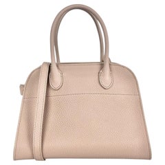 The Row Dark Taupe Grained Calfskin Leather Soft Margaux 10 Bag
