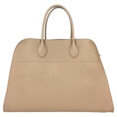 The Row Dark Taupe Pld Grained Calfskin Leather Soft Margaux 15 Bag