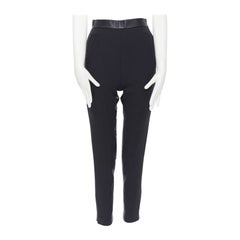 THE ROW - Pantalon slim en laine vierge avec empiècements en cuir de cerf  pantalon US0 XS