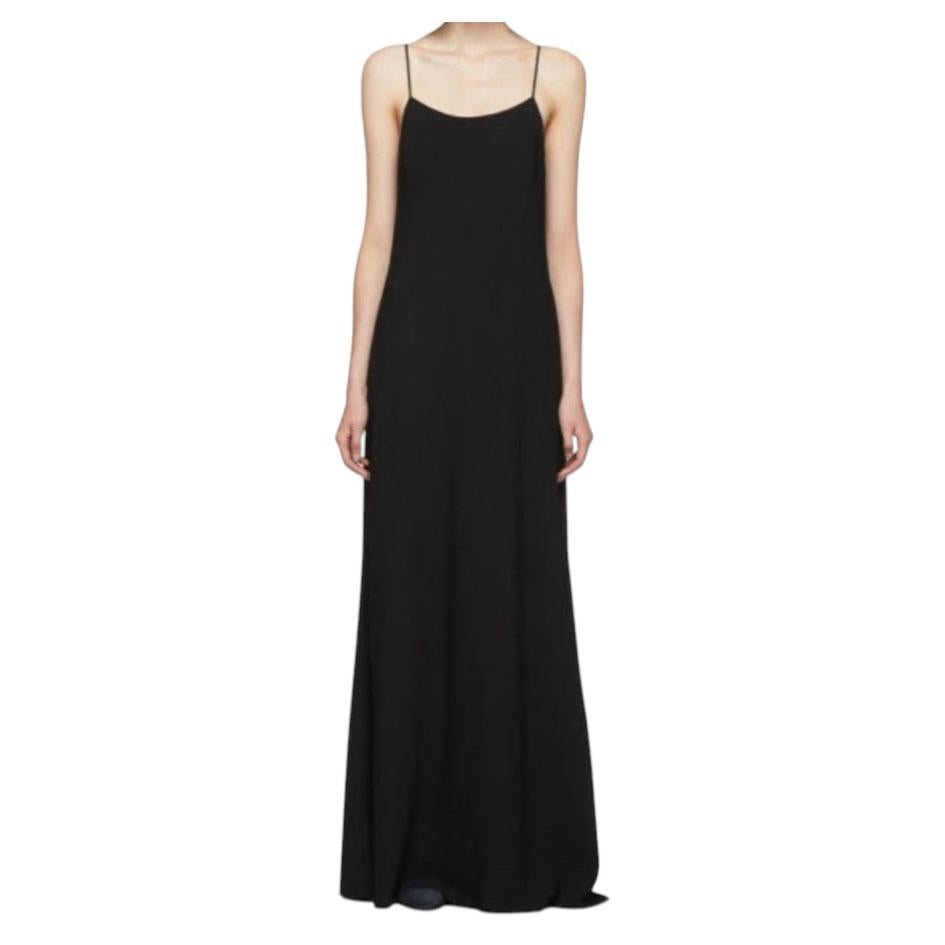 Robe nuisette en soie The Row Ebbins, noire, taille XS, bretelles fines, longueur mi-longue, authentique