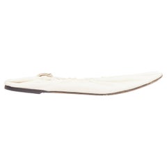 THE ROW ecru soft leather ruched simple ballerina flats EU37