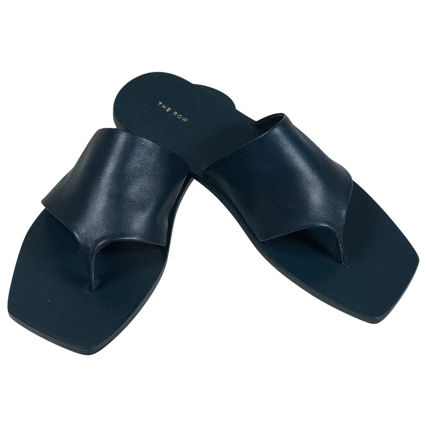 The Row Flip Flop Flat Sandal Teal Glove Nappa Leather 37 Unworn