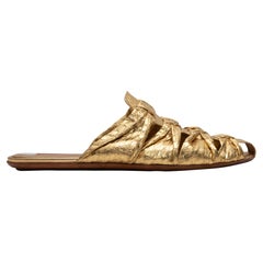 The Row Gold Metallic Woven Leather Mules