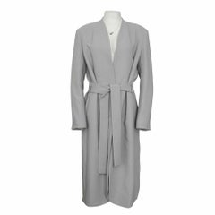 The Row Grey Belted Coat Size M Silk Lined Viscose Blend