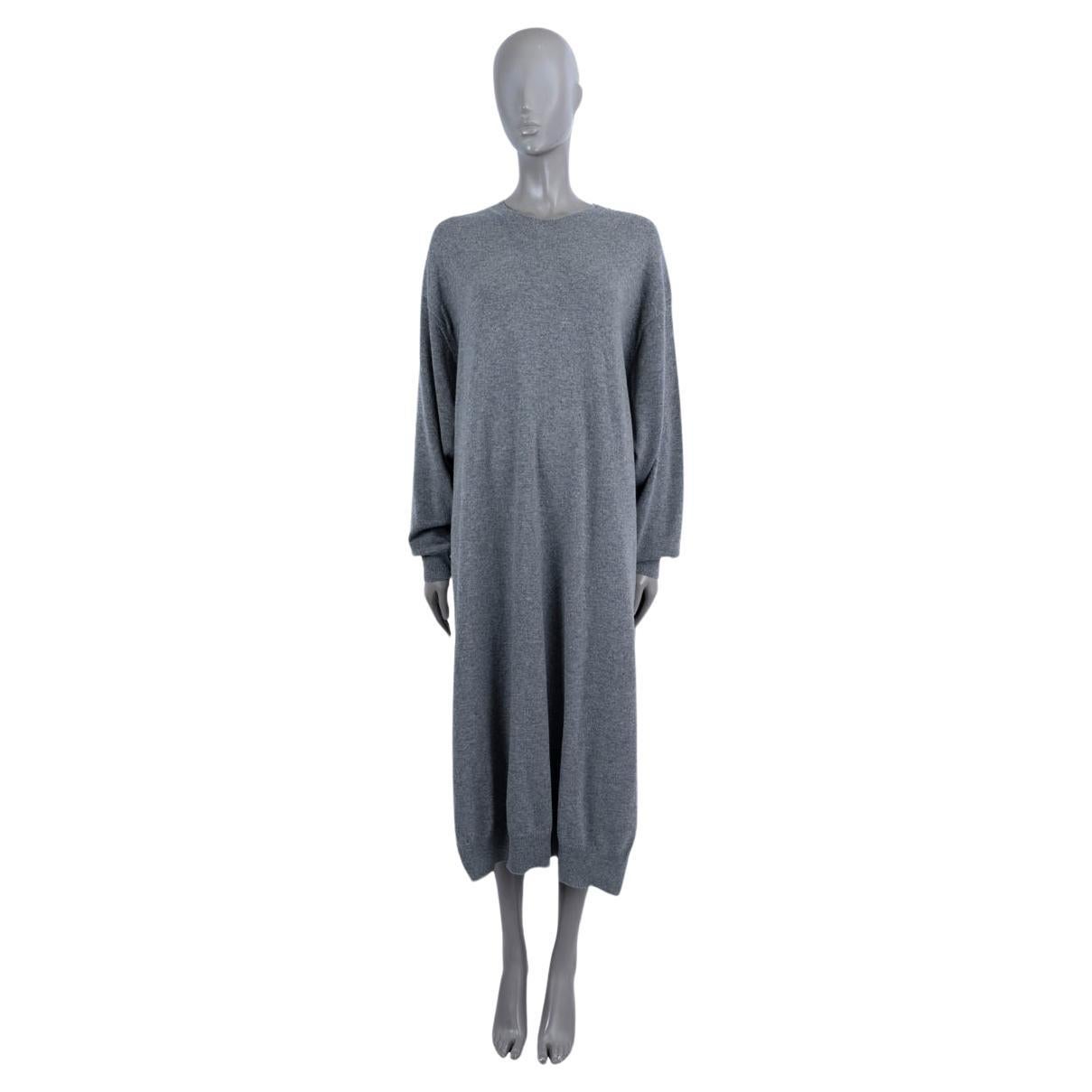 THE ROW grey cashmere ANIBALE LONG SLEEVE MAXI SWEATER Dress XL For Sale